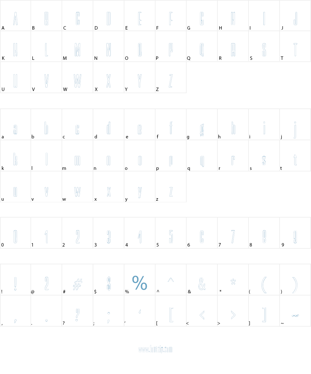 Neretta Outline Font Character